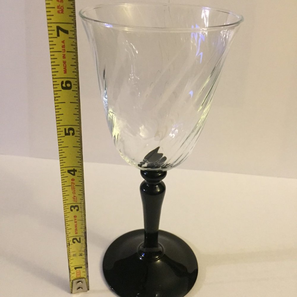 Vintage Luminarc Onyx Black Stem Wine Glasses - Picture 3 of 9